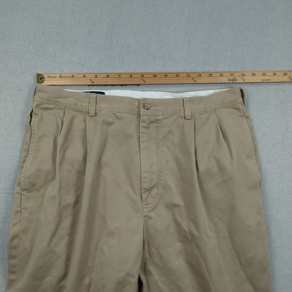 Vtg Polo Ralph Lauren Pants Men 36x30 Khaki Hammond Pleated Cuffed Preppy Office